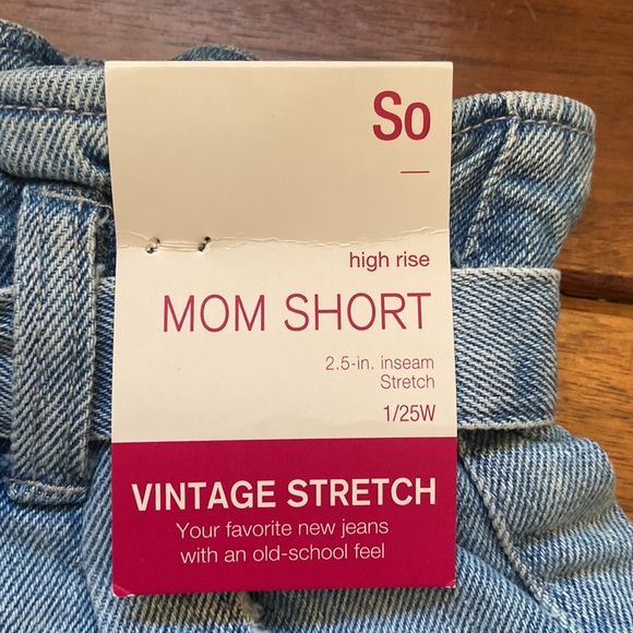 NWT SO High Rise Paperbag Waist Denim Mom Shorts 1 - Picture 5 of 13